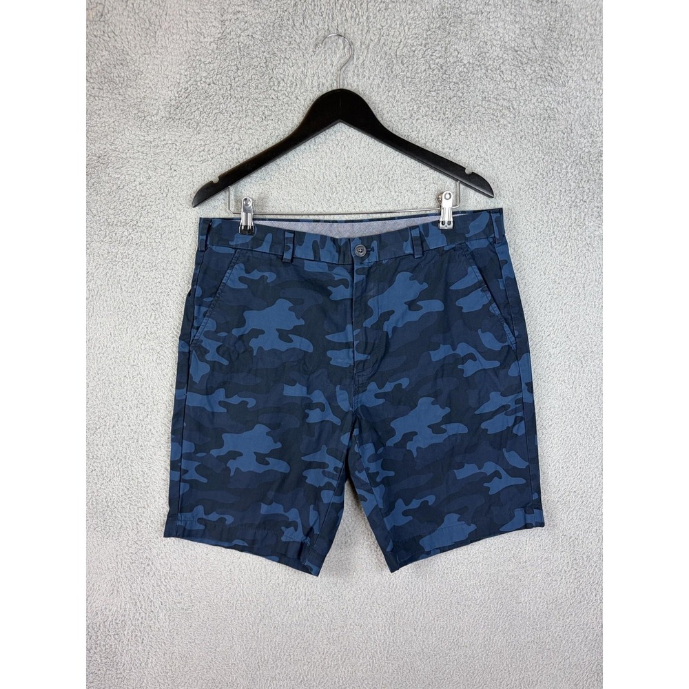 Brooks Brothers Mens 36 Blue Camouflage Chino Shorts 10 Inseam Red Fleece Camo